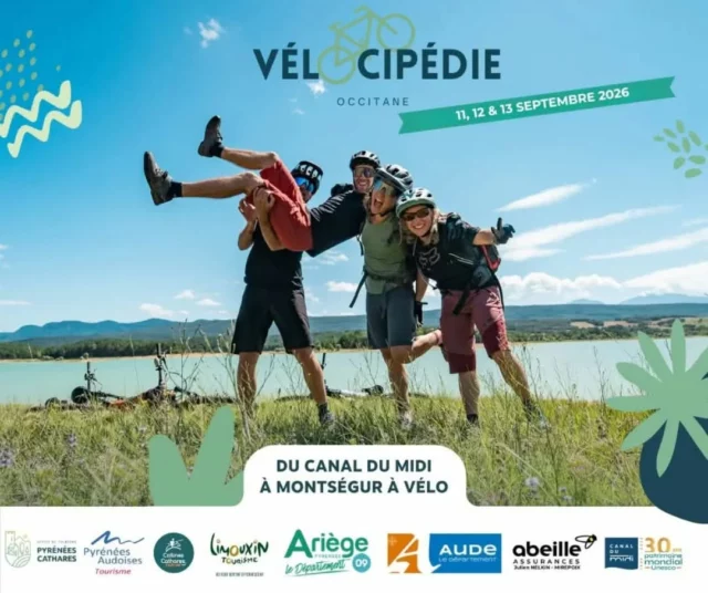 🎟️ 𝗢𝗨𝗩𝗘𝗥𝗧𝗨𝗥𝗘 𝗗𝗘 𝗟𝗔 𝗕𝗜𝗟𝗟𝗘𝗧𝗧𝗘𝗥𝗜𝗘 – Vélocipédie Occitane 2026 🚴‍♀️

Et si on remettait ça ?

C’est officiel : la 2ème édition est lancée et la billetterie est ouverte !

Du 11 au 13 septembre 2026, on repart pour trois jours d’aventure à vélo entre l’Aude et l’Ariège, du canal du Midi jusqu’à Montségur. Trois jours pour rouler ensemble, découvrir des paysages incroyables, traverser des villages de caractère et partager des moments simples et festifs.

Si tu étais là lors de la première édition, tu sais déjà à quel point l’ambiance était belle. Et si tu n’as pas pu participer… c’est clairement le moment de te rattraper 😉

Ici, pas de compétition. On vient avec son vélo (VAE, gravel, VTT, route…), on avance à son rythme, on profite des pauses gourmandes, on rencontre les producteurs locaux, on partage les repas et on danse le soir.

Près de 200 km de convivialité, de patrimoine et de bonne humeur 🫶🏼

Les places sont limitées, alors ne tarde pas trop.
On t’attend sur la ligne de départ 🚴‍♂️✨

🎟️ Réserve ta place en cliquant sur le lien prévu à cet effet dans notre bio ! 😉

Un événement co-organisé par les offices de tourisme intercommunaux du Limouxin, des Pyrénées Cathares, des Pyrénées Audoises et Collines Cathares Tourisme.

#VelocipedieOccitane #Cyclotourisme #aventureavelo #Aude #voieverte @audetourisme
@voyageoccitanie

© Acrofilm - Tourisme Ariège Pyrénées